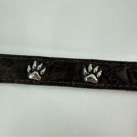 Omni Pet 16" Signature Leather Brown Dog Collar With Silver Tone Paw Prints NEW - Picture 7 of 7
